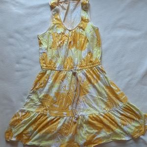 LOFT Yellow and Orange Tropical House Dress (S)